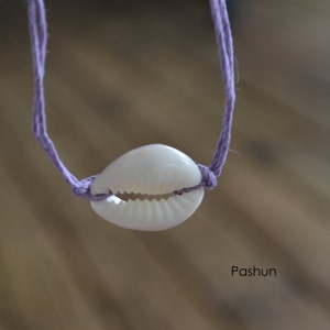 Seashell Jewelry ... Wish Bracelet ... Adjustable ... Cowrie on Lavender 1322 image 2