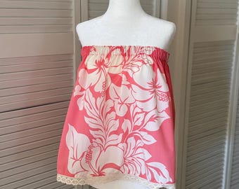 Retro Inspired Hawaiian Print Tube Top // Summer Top // Small