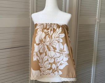 Retro Inspired Hawaiian Print Tube Top // Summer Top // Small