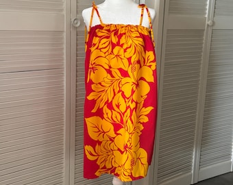 Retro Inspired Hawaiian Print Tube Top Dress // Summer // Small