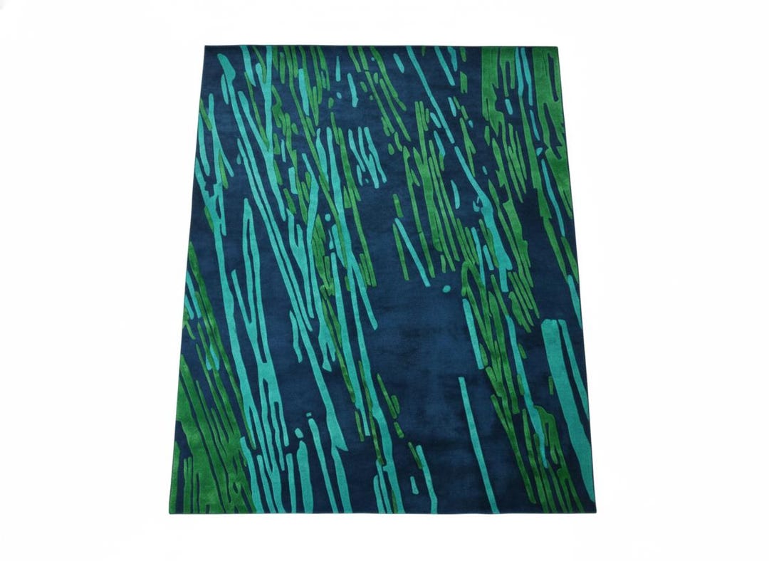 Abstract Green Blue Rug, Modern Artistic Area Rug, Nature Inspired ...