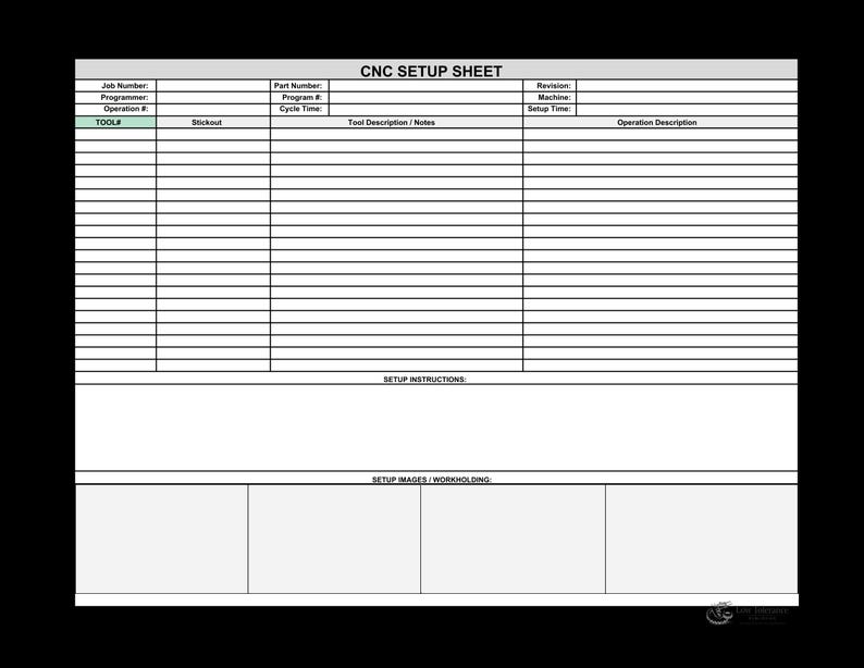 Machine Setup Sheet Example CNC Machine Setup Sheet Template | Tool List & Photo Space (PDF ...