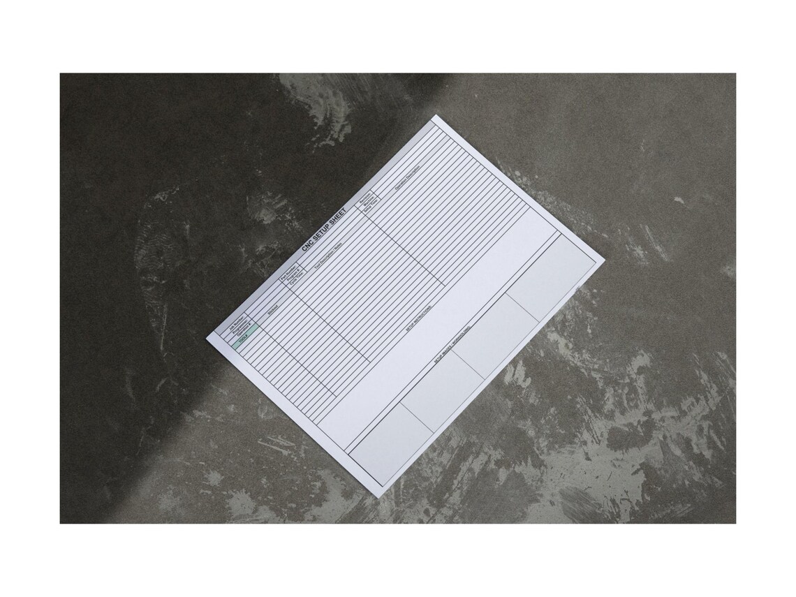 Machine Setup Sheet Example CNC Machine Setup Sheet Template | Tool List & Photo Space (PDF ...