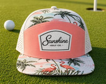 Sunshine Golf Co — Tropical Flamingo 7-Panel Golf Hat