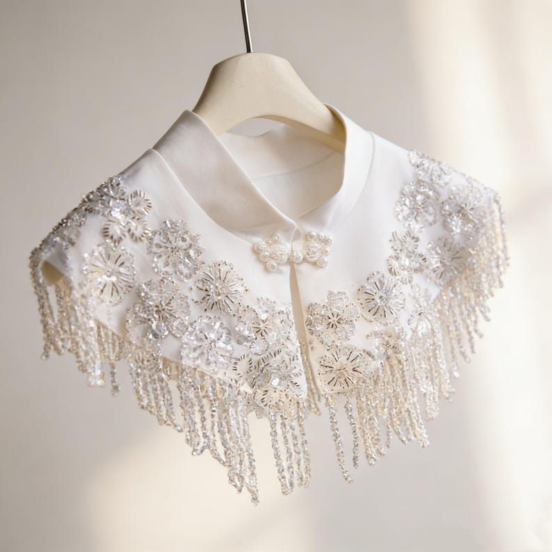 Couture Hand-beaded Fringe Capelet, Intricate Sequin & Seed Bead ...
