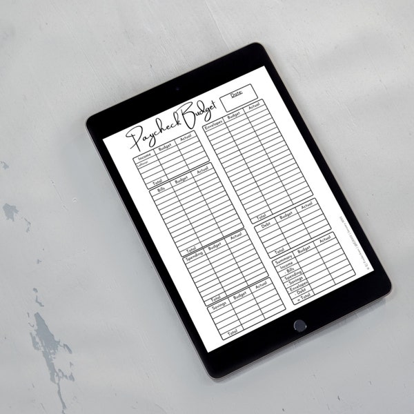 Printable Paycheck Budget Sheet, Single Page, Easy to Read, Black & White, Laser Printer Friendly (Digital Product)