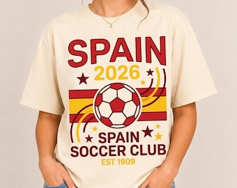 Spain Soccer Shirt 2026, Spanish National Team Fan Tee, Retro Spain Football Club Jersey, Spain Soccer Gift, Unisex Vintage Sporty Shirt