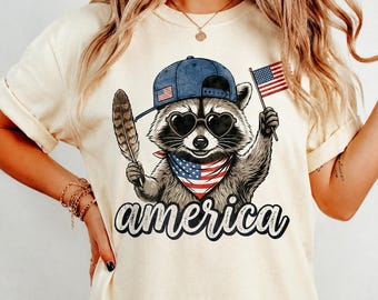 Patriotic Raccoon America Shirt, Funny USA Freedom Tee, Comfort Colors Independence Day Fourth Of July Gift