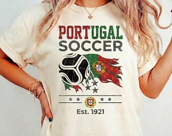 Vintage Portugal Football T-Shirt, Retro Portugal Soccer Fan Graphic Tee, Est 1921 Portugal Heritage Shirt, Euro Soccer Gift for Him or Her