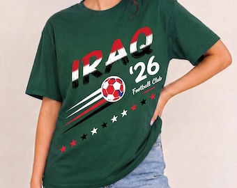 Iraq Football Tee, Soccer Lover Gift, Iraq Sport Graphic T-Shirt, 2026 Football Club Jersey Style Shirt, Iraqi Pride Apparel