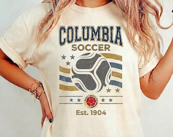 Vintage Colombia Soccer Jersey Style Shirt Retro Football Graphic Tee Soccer Mom Gift Unisex Comfort Colors Tee Est 1904 Soccer Apparel