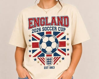 England Football Fan Gift, 2026 Soccer Cup Retro Tee, Vintage Aesthetic Soccer Shirt, England National Team Tee, Soccer Game Day Outfit