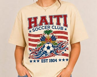 Vintage Haiti Shirt, Distressed Haiti Soccer Club Tee, Oversized Haitian Flag Top, 1904 Haiti Sports Shirt, Retro Soccer Tee Men Women