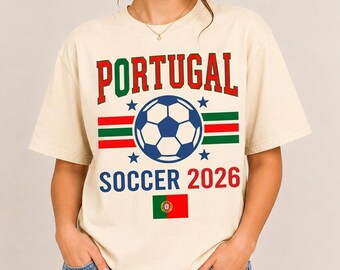 Portugal 2026 Soccer T-Shirt, Portuguese National Team Apparel, Retro Style Soccer Ball Tee, Game Day Outfit, Portugal Heritage Soccer Shirt