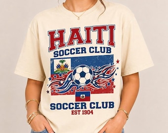 Vintage Haiti Soccer Tee, Haitian Pride Shirt for Men and Women, Retro Football Club T-Shirt, Haiti Flag Graphic Tee, Soccer Coach Gift
