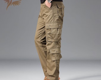 Pantalones cargo de algodón con 8 bolsillos para hombre, tácticos, militares, para senderismo y trabajo, utilitarios.