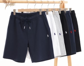 Pantalones cortos deportivos de punto doble para hombre / Pantalones cortos deportivos de mezcla de algodón para estar en casa