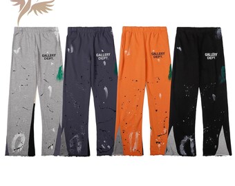 Pantalones deportivos acampanados con estampado de salpicaduras de pintura / Pantalones deportivos unisex de estilo urbano / Pantalones de descanso estilo Y2K