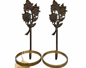 Vintage Set of Brass Sconces Art Nouveau Floral Candle Vase Votive Holders 9.75"