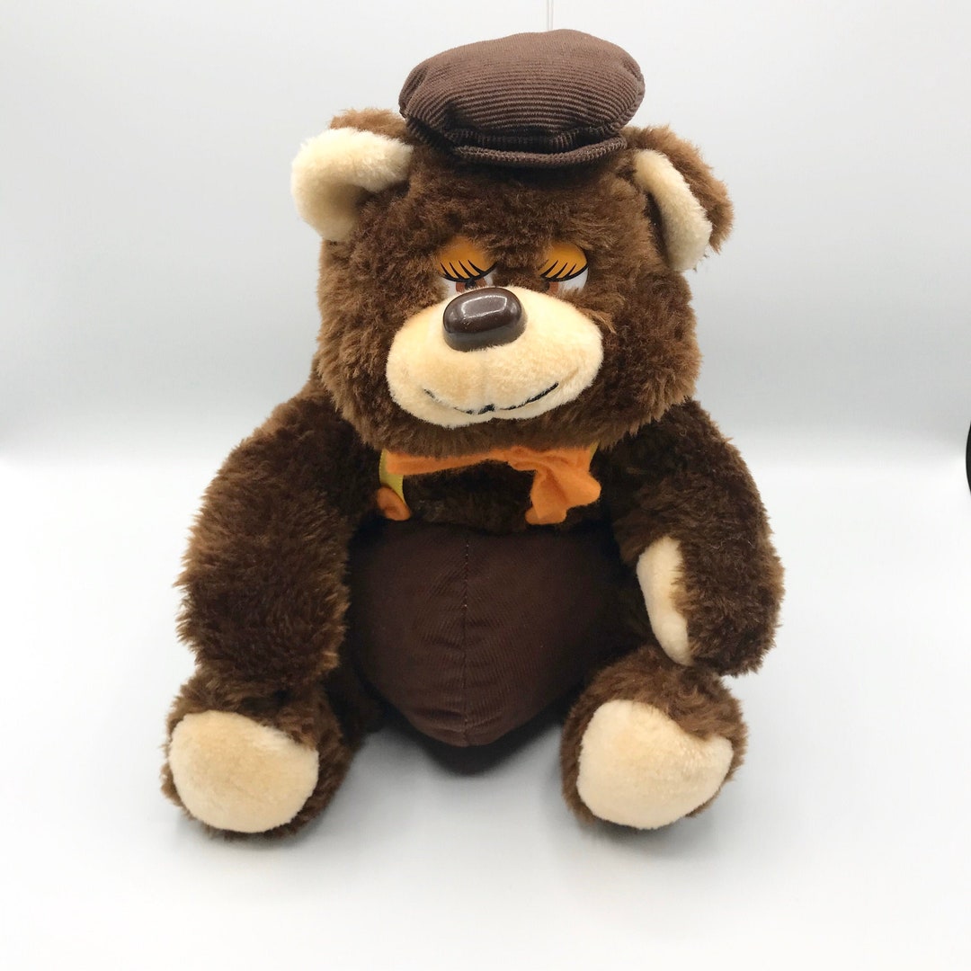 Ganz Vintage Brown Bear Corduroy Plush Newsboy Cap Goofy Teddy - Etsy