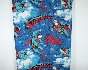 Vintage 1978 Superman Comic Blue Red Flat Fitted Sheet Set PIllowcase Lot Retro