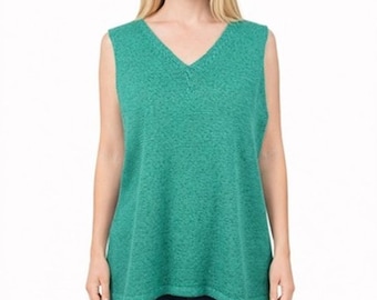 Pendleton Teal Blue Sleeveless Sweater V-Neck Knit Shell Boho Beachy Size 3X