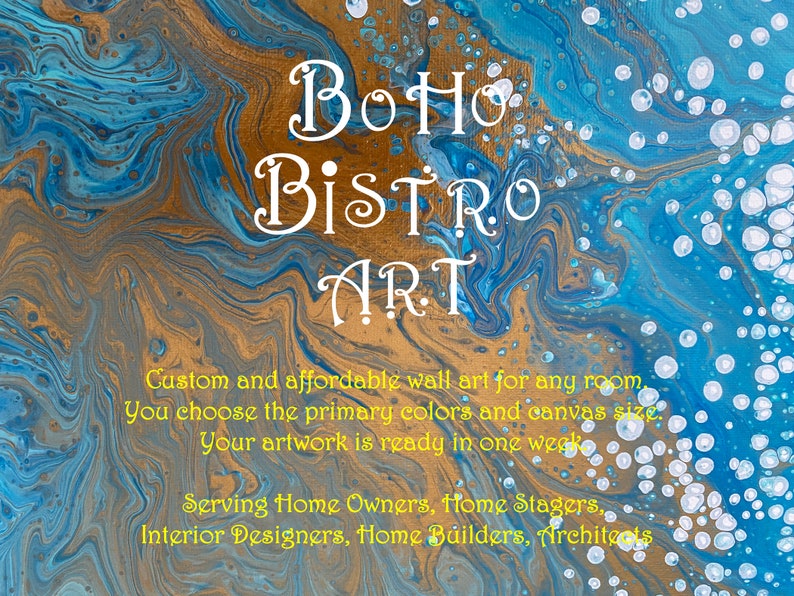 Seaside Surf by Boho Bistro Art Artwork Original 14 x 14 Canvas.