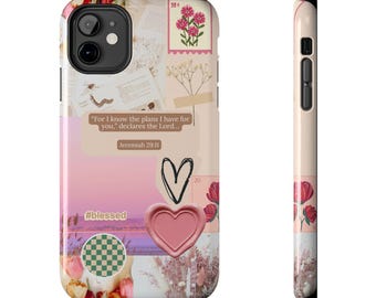 Jeremiah 29:11 Floral Collage Tough Phone Case | Heart Sticker Aesthetic