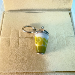 DIY-berlockhänge i 925 sterlingsilver med matchasmaksatt mjölktekopp, kompatibelt med Pandora-armband