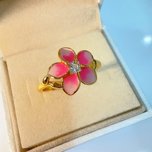 Pandora-style gold-plated DIY charming Hawaiian jasmine flower ring