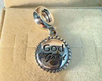 S925 sterling silver DIY charm pendant "God is good" (suitable for Pandora bracelets)