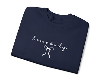 Embroidered homebody Dark Wash Crewneck Sweatshirt
