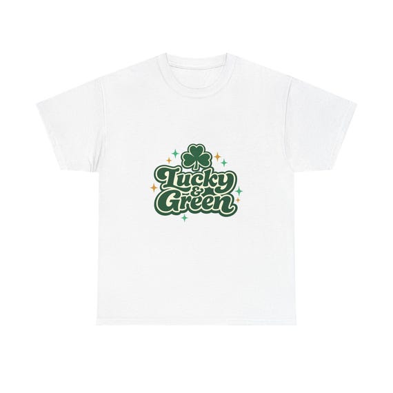 Lucky & Green T-Shirt | Shamrock St Patrick's Day Retro Script