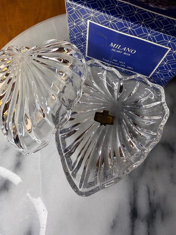 Vintage Heart Decor, Valentine's Gift, Love, Be mine,   Crystal glass heart trinket dish View 2