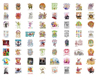 Retro The Muppets PNG Bundle Digital Download, Kermit Miss Piggy Clipart for Sublimation, Vintage Sesame Street Elmo Birthday Family Shirt