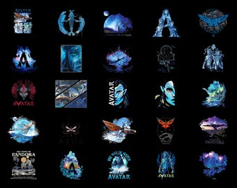 Avatar The Way of Water PNG Bundle Digital Download, Jake Sully Neytiri Clipart for Sublimation, Vintage Sci-Fi Movie Pandora Toruk Shirt