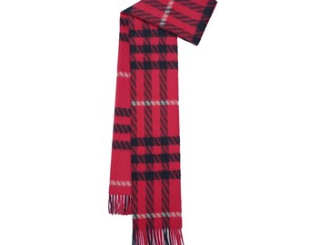 Red Plaid Print Vintage Pre-Loved Scarf