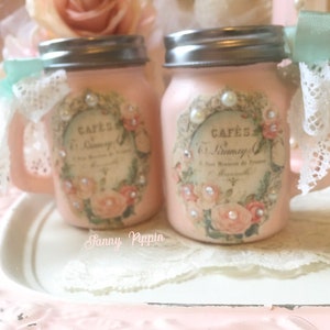Shabby Salt & Pepper Shaker set, Pink Roses, Vintage pink kitchen, shabby pink kitchen, shabby cottage chic, vintage camper decor