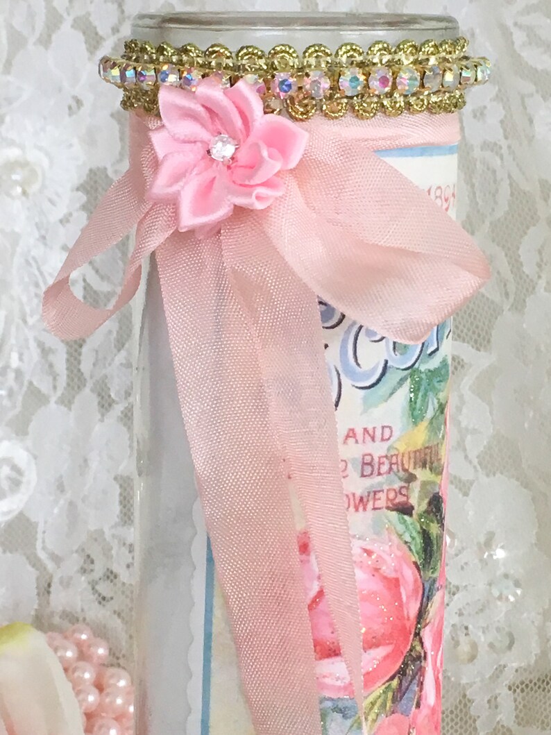 Shabby Rose Candle Prayer Candle Pink Decor Romantic Etsy