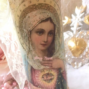 Shabby Virgin Mary Prayer Candle Madonna Religious Candle - Etsy