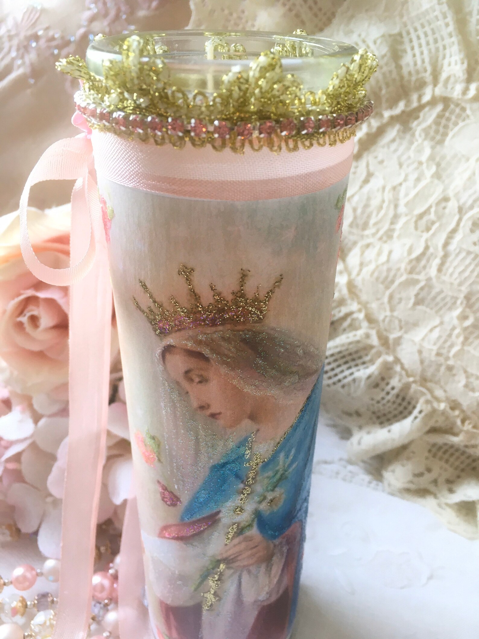 Blessed Virgin Mary Prayer Candle Mother of God Religious - Etsy