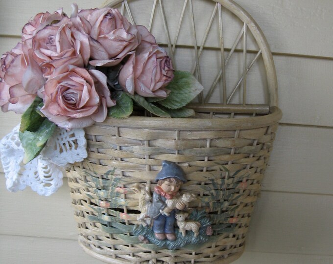 Vintage Wicker Mail Basket Shabby Chic Mail Holder Spring Etsy