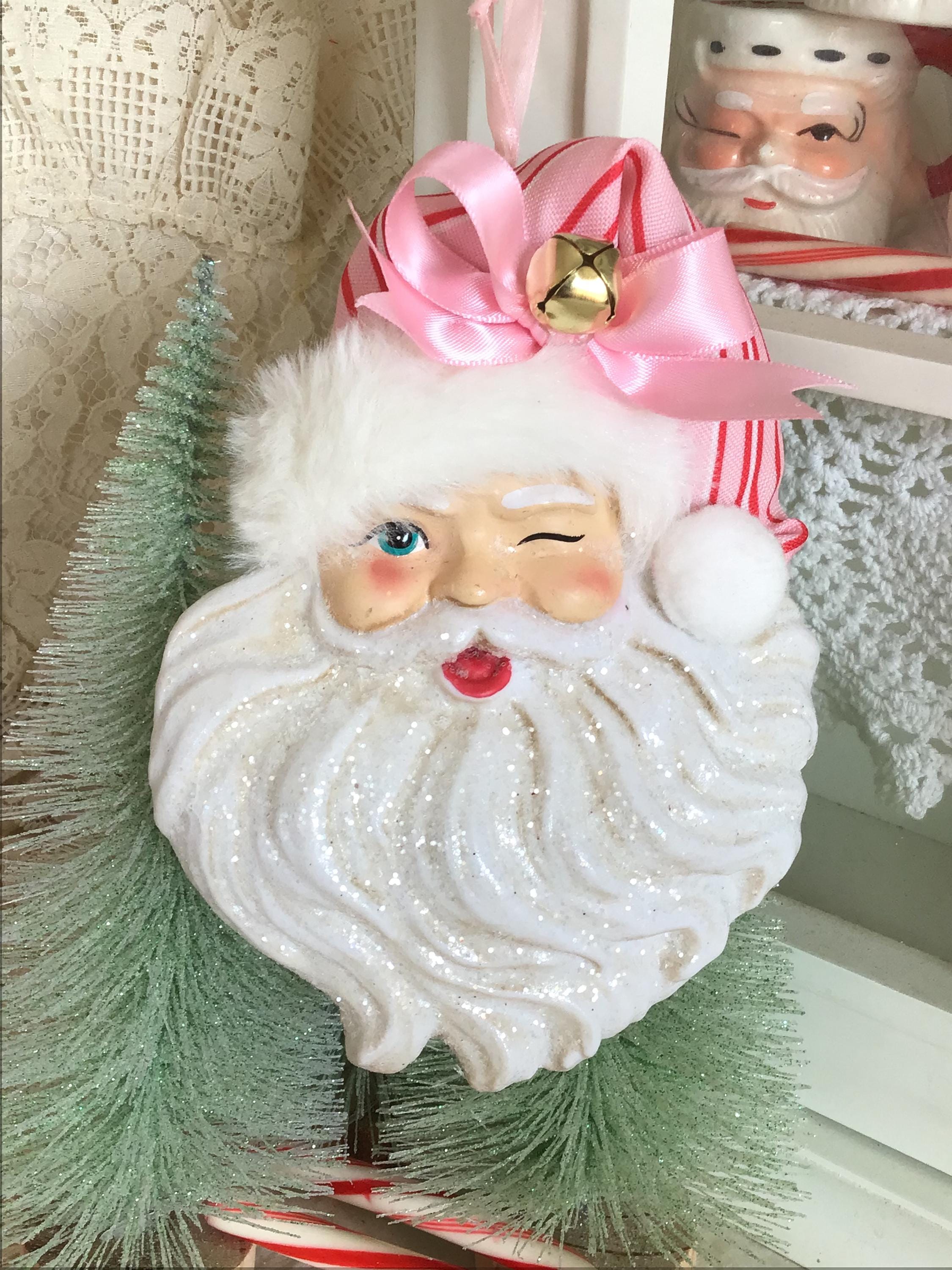 ヴィンテージ ピンク クリスマス ウィンク サンタ、サンタ ブロー
