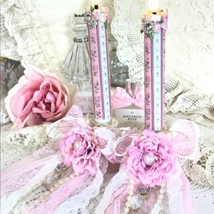 Lampes chandelier shabby chic romantique éclairage de table roses roses veilleuse floral rose décoration d'intérieur cottage shabby chic Fanny Pippin