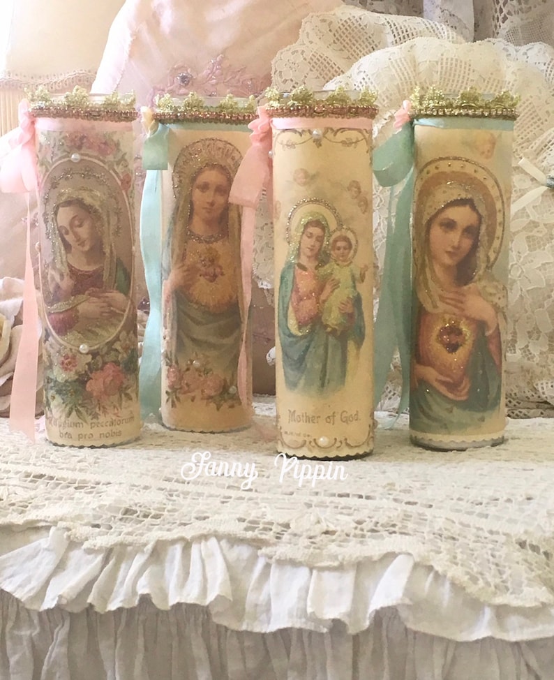 Virgin Mary Prayer Candle Mother of God Madonna Shabby | Etsy