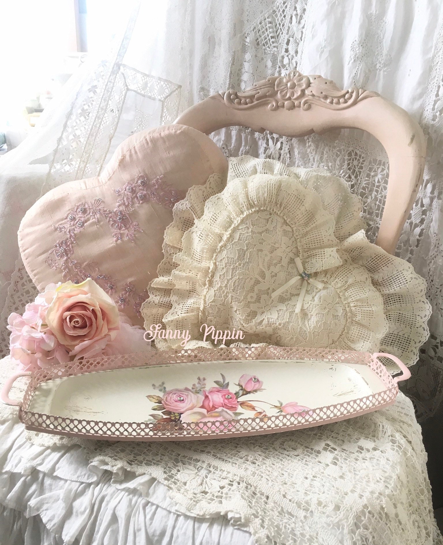 Shabby Pink Vanity Tray Dresser Tray Perfume Tray Display Etsy