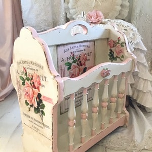 Shabby Magazine Rack, Shabby Storage, Vintage Wooden Book Rack, Holder ...