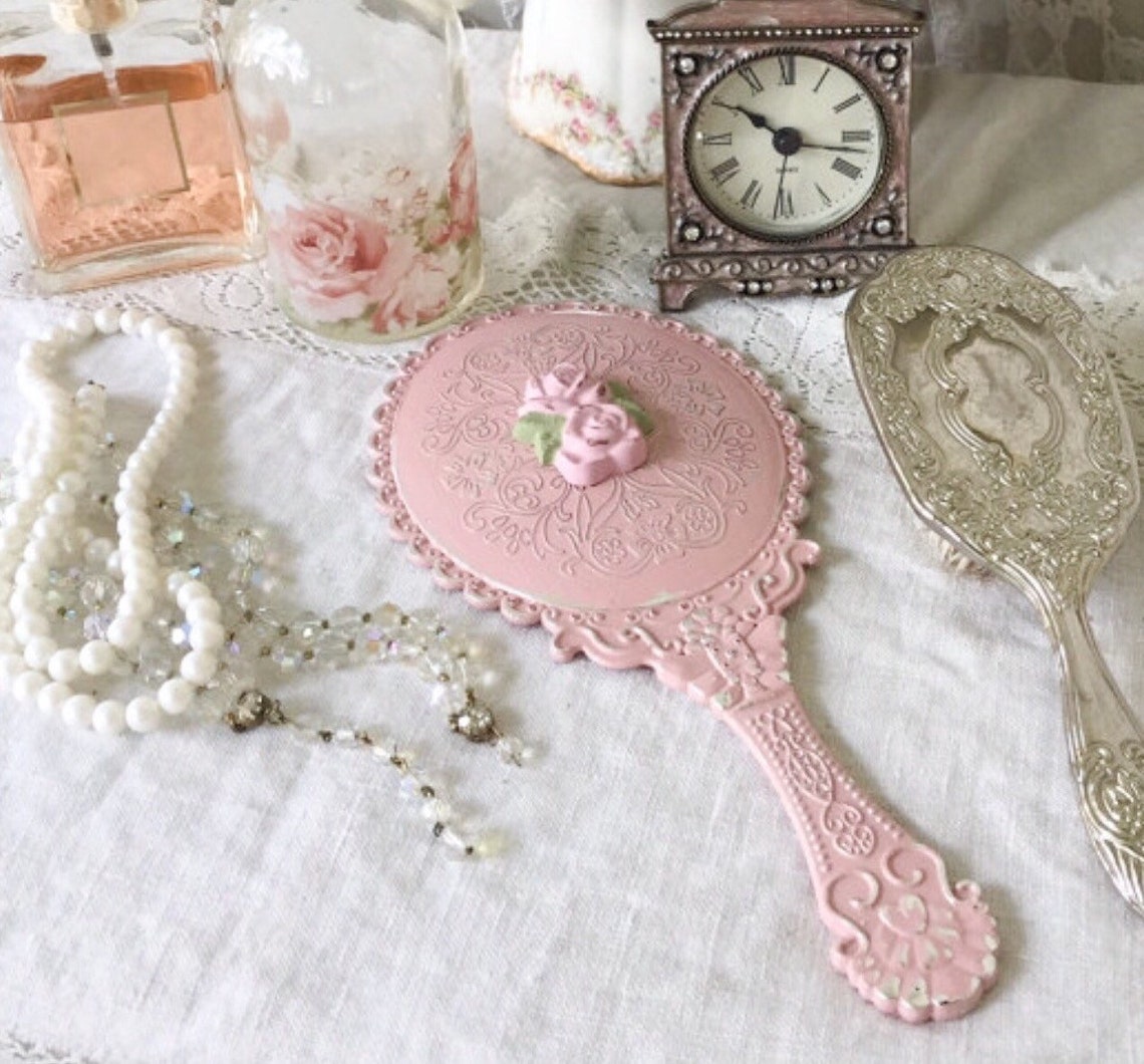 Shabby Pink Hand Mirror Vanity Mirror Dressing Table Mirror Etsy