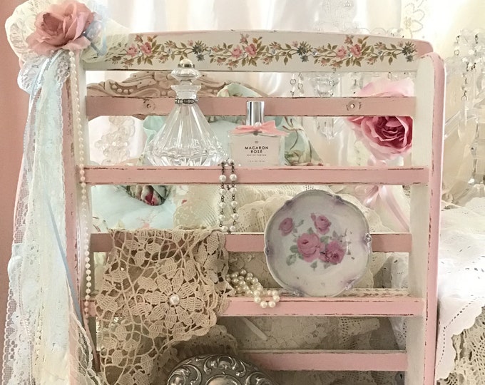 Pink Shelf Rack Shabby Pink Shelf, Display Rack, Kitchen Shelf, Bathroom Shelf, Craft ...