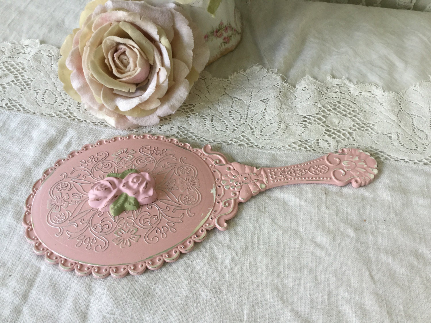 Shabby Pink Hand Mirror Vanity Mirror Dressing Table Mirror Etsy